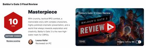 《博德之门3》IGN满分！CRPG游戏的新标杆