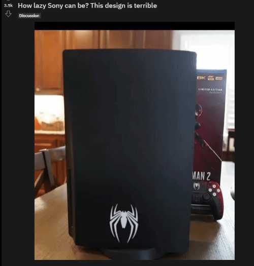 蜘蛛侠限定PS5外壳被吐槽：索尼太懒了!背面毫无设计