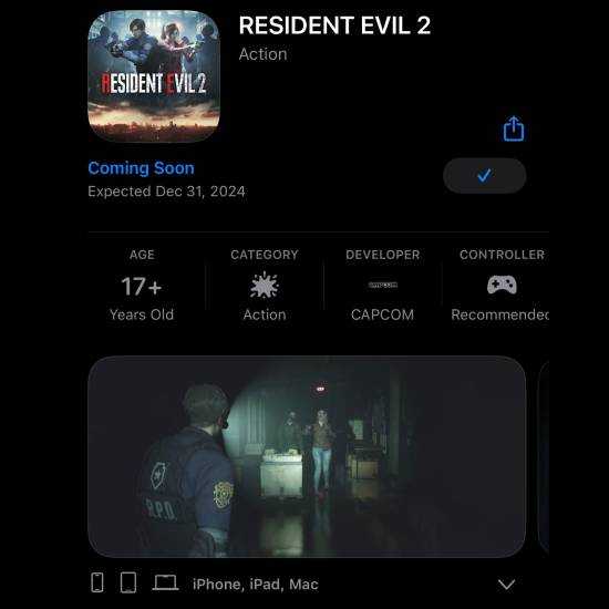 《生化2RE》12.31苹果Mac平台发售:现已登陆商店